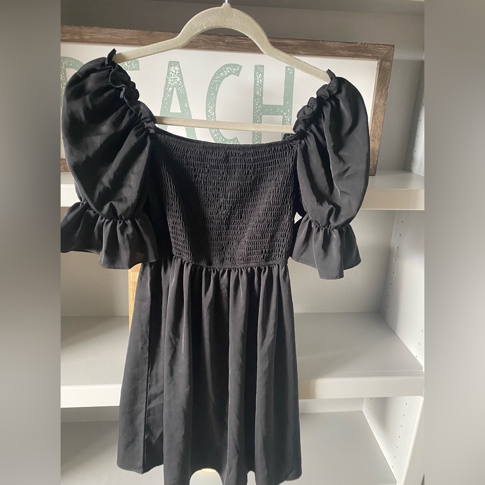 Black Balloon Sleeve Dress
